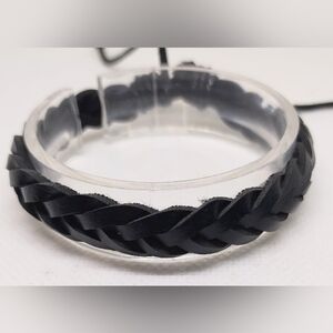 Men's Bracelet Leather Black‎ NEW f38